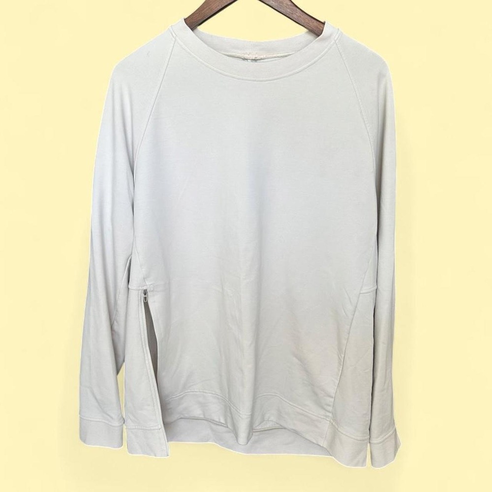Lululemon City Sweat Crewneck Side Zip Pullover Sweatshirt White Opal / Bone